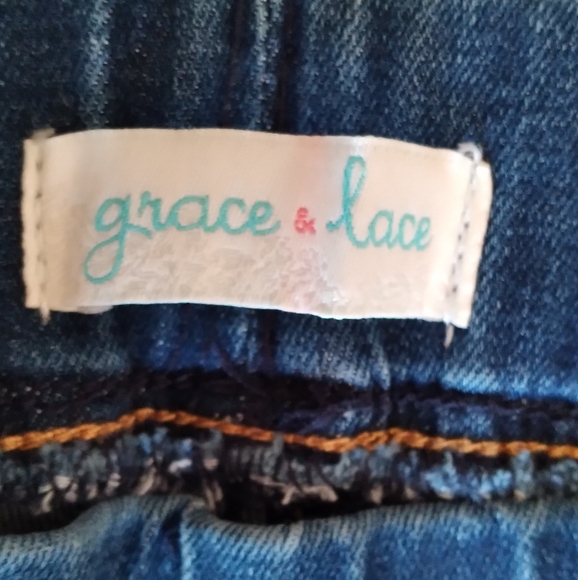 Distressed Mid-Rise Pull-On Denim (Washed Indigo) - Picture 12 of 12